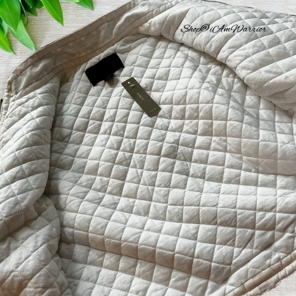 J.Crew Collection NWT Embroidered Boho Ribbon Trim Zip Front Ivory Linen Jacket - Picture 9 of 11